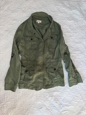 LOFT Olive Utility Jacket with Button-Flap Pockets